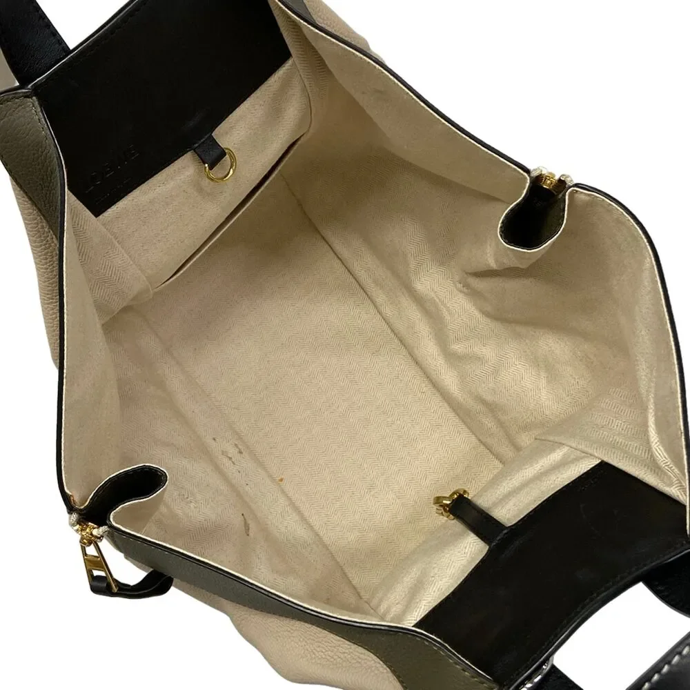 Loewe Hammock Medium Handbag 387.12RT38 Khaki Cream Black Soft grained calf